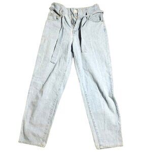 Ardene Mom Jeans Size 0 Light Wash High-Rise Paperbag Waist